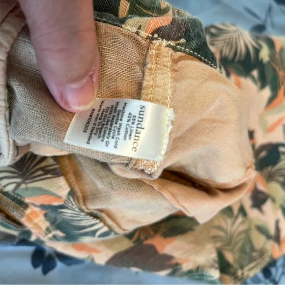 Sundance Women’s Size 10 Lagoon Linen Blend Tropical Camo Cargo Pants  3889 - Picture 3 of 11